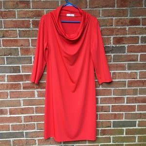 EUC Natori Orange Cowl Neck Dress  Sz Lg